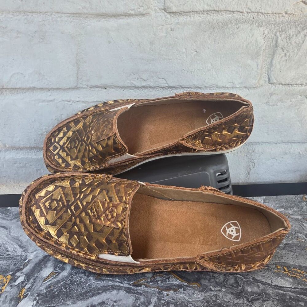 Ariat Women's Cruiser Copper Blanket Tooled Leather Slip On Loafers Shoes 8B - Picture 4 of 8